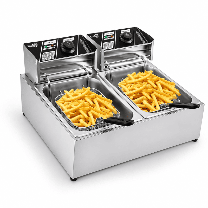 Commercial Deep Fryer Electric Dual Tank 6L+6L 6000W Stainless Steel – Starlux SL23002