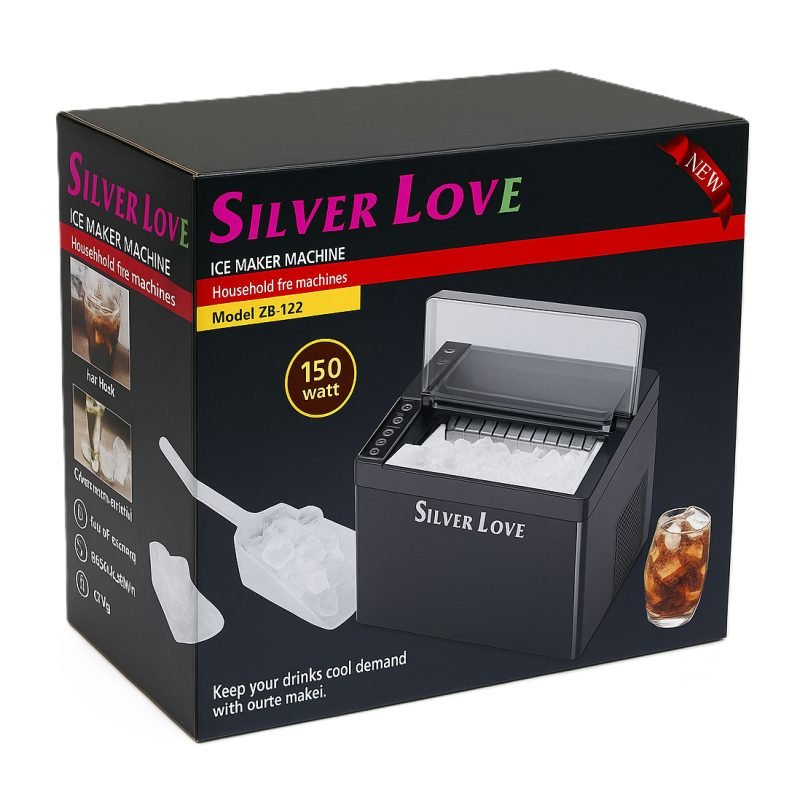 Silver Love Portable Countertop Ice Maker – 150W