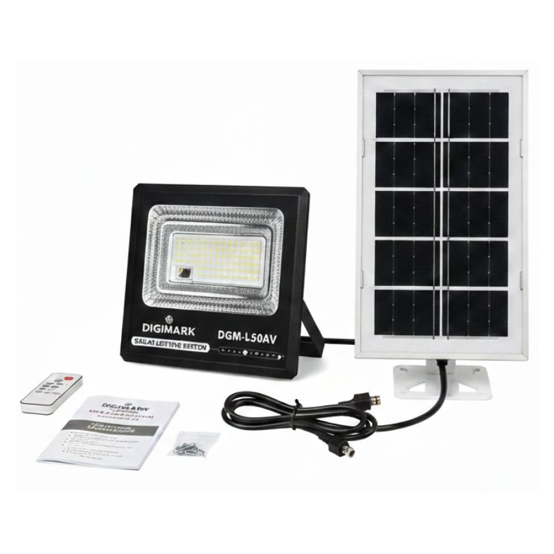 50W Solar LED Flood Light – Compact Outdoor Security Lamp with Remote