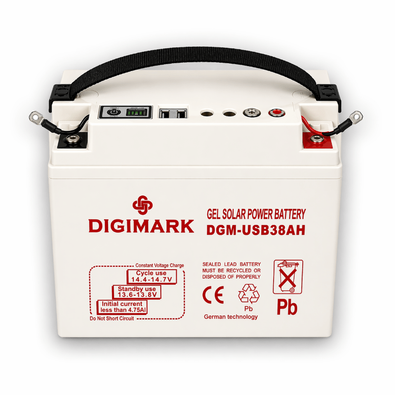 Digimark 38Ah Gel Solar Battery with USB Output – Backup Power Battery (DGMUSB38AH)