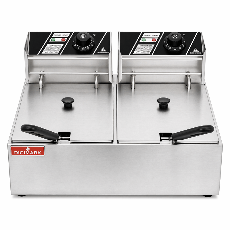 Digimark DGMF1522 Double Tank 6L + 6L Electric Fryer – Commercial Deep Fryer