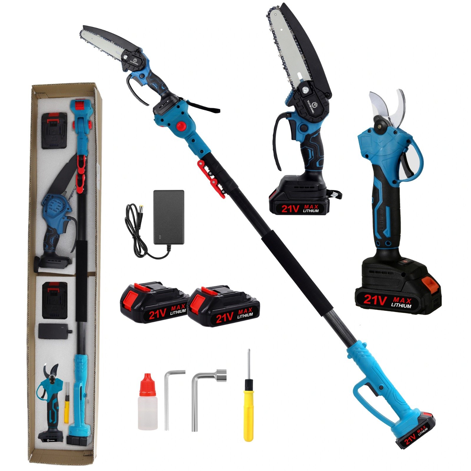 2-in-1 21V Lithium Battery Powered Chainsaw