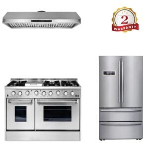 Steel Double Oven Gas Cooktop Range