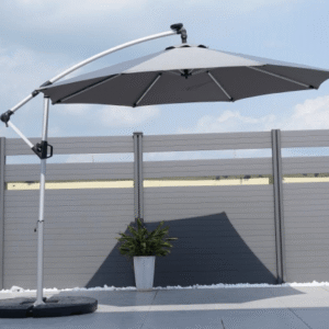 Solar LED Cantilever Patio Umbrella – 3m with Light Guide Strip