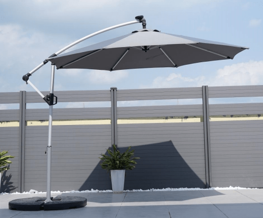 Solar LED Cantilever Patio Umbrella – 3m with Light Guide Strip