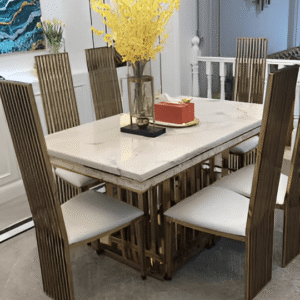 Luxury MaGTMe Countertop Dining Table with 6 Leather Chairs