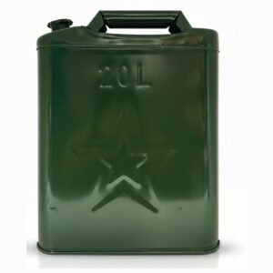 20L Metal Jerry Can – Heavy Duty Green Fuel Container, Steel Petrol & Diesel Storage Can, Leak-Proof, Off-Road & Emergency Use