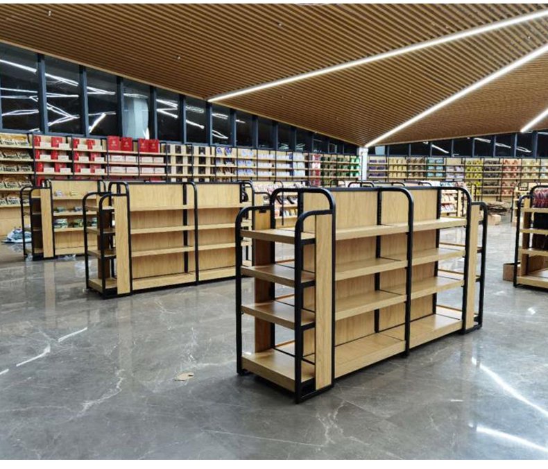 Steel & Wood Commercial Gondola Shelving Retail Store Display