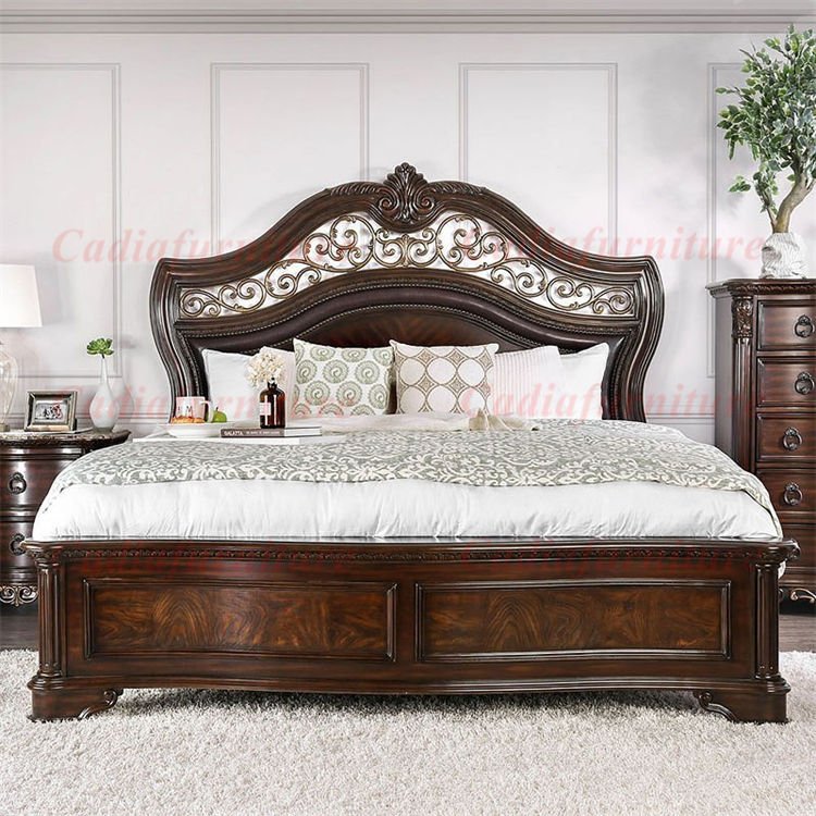 Luxury Wood Bedroom Antique French Furniture Brown Master