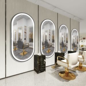 Gold Framed LED Salon Mirror for Barber & Beauty Shops