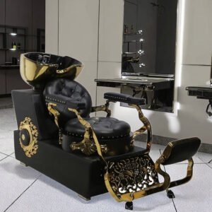 Black Gold Hair Salon Shampoo Chair Bed