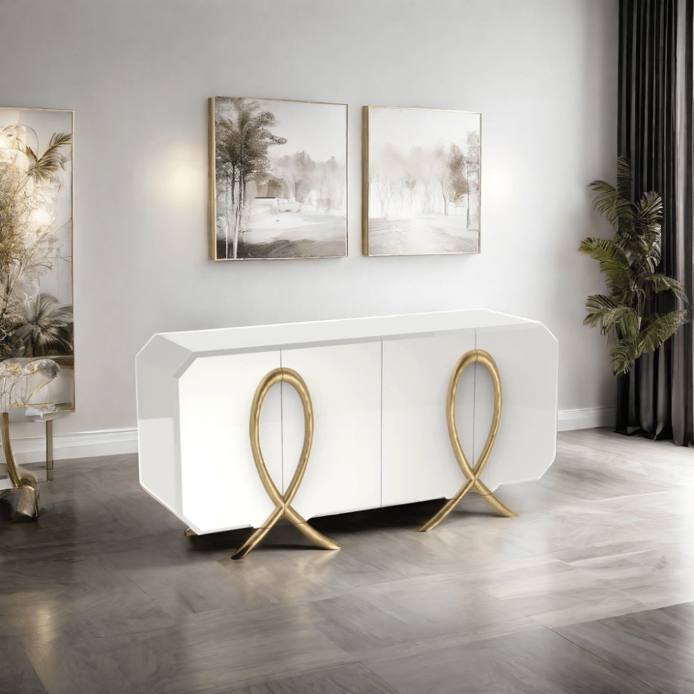 Luxury Living Home Hotel Cabinet Newest Room Buffet White Glossy