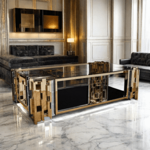 Luxury Stainless Steel Glass Home Hotel Table Illusion Rectangular Coffee