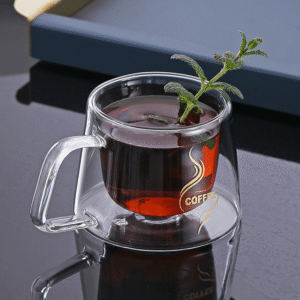 Glass Heat Resistant Tea Cup Double Wall Borosilicate Handle