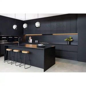 Black Lacquer Finish Modern Kitchen Cabinet