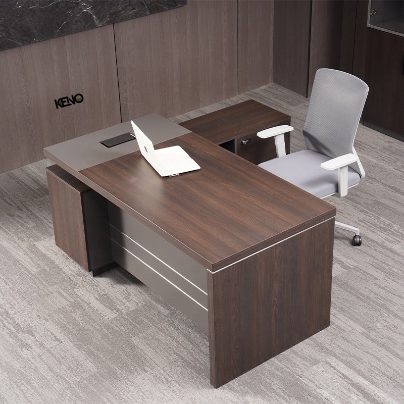 Classic British L‑Shaped Wooden Office Desk