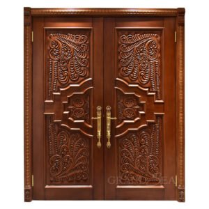 Mahogany Solid Wood Thermal Insulation Door