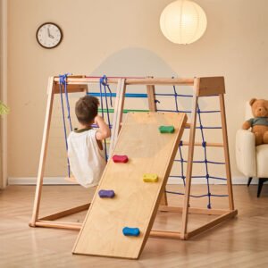 Wood Playground Outdoor Slide Set Frame Balance Board Wooden Triangle