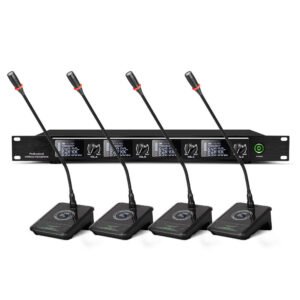 UHF Wireless 4-Channel Desktop Condenser Gooseneck Microphone System