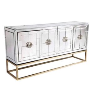 Gold Stainless Steel Living Cabinet Console Table Base Long Mirrored