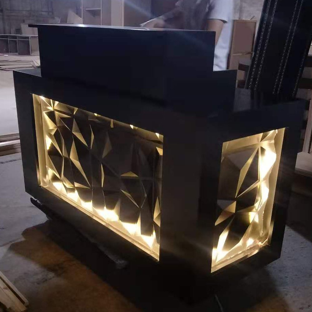 Black Acrylic Artificial Stone Reception Counter