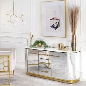 Contemporary Glass Living Home Office Cabinet Room Curved Shape Consoles