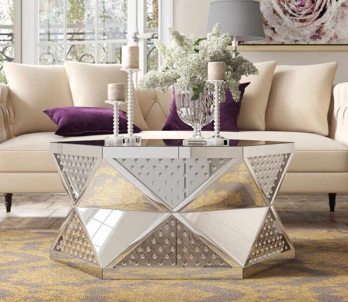 Modern Glass Living Home Hotel Mirror Table Crystal