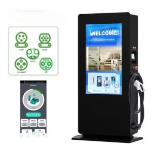 Commercial DC Fast EV Charging Station (Floor-Standing, 55-Inch Display)