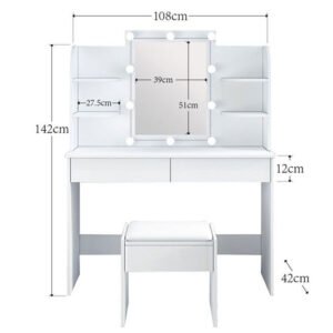 Makeup Mirror Table White Dressing Vanity Girls
