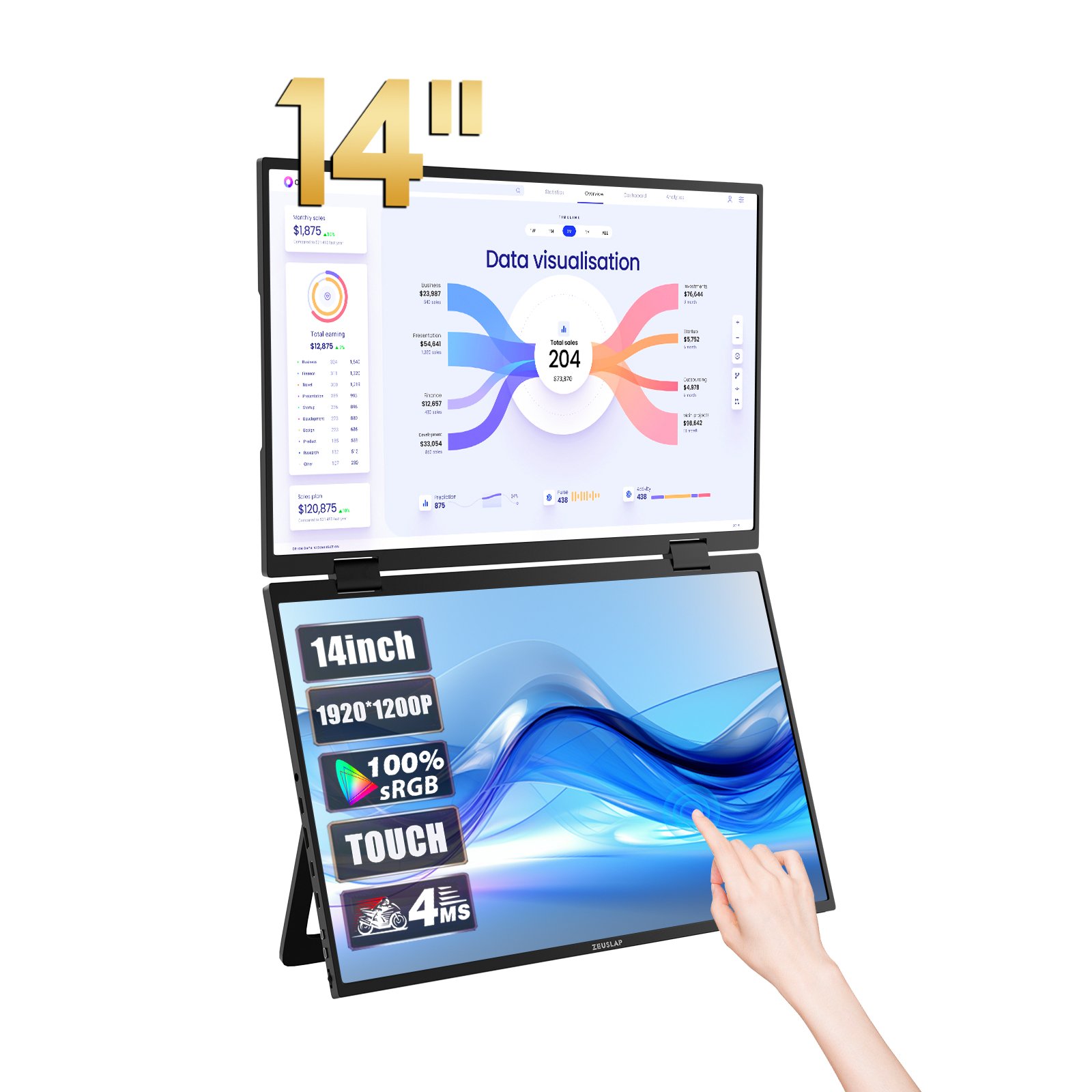 14-Inch Dual Touchscreen Portable Laptop