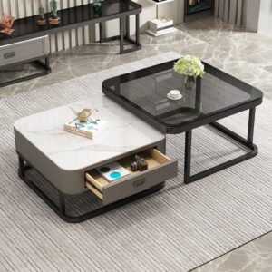 Modern Living Table Rectangle Coffee 2-tier Side Tea Room Center