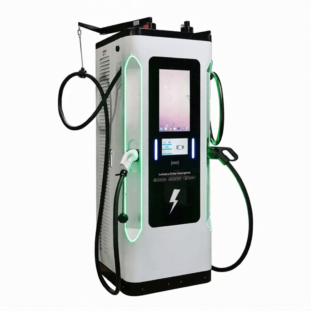 Commercial DC EV Charging Station with Dual Output and Cable Management
