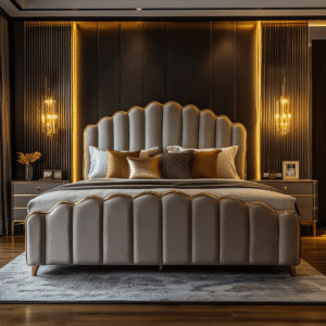 Wood Bedroom Bed Solid King Double Size Upholstered Furniture