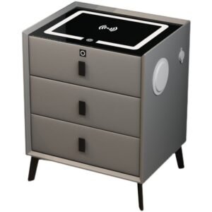 Modern Smart Luxury Wood Table Hot Bedside Multi-functional White Nightstand