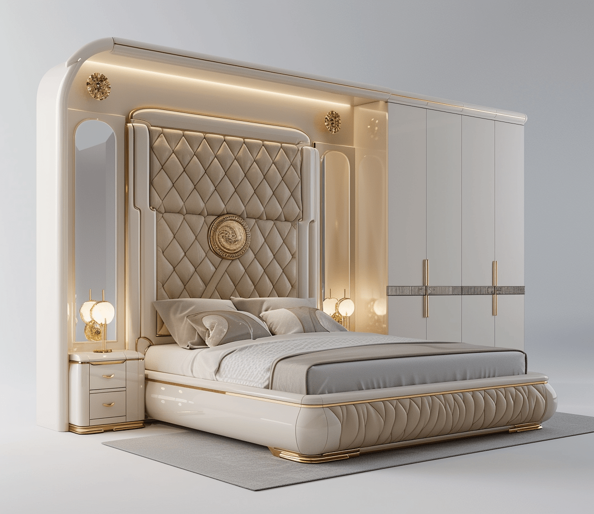 Fabric Bed Frame Up-holstered Double Size King