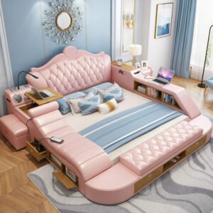 Modern Luxury Smart Leather Bed Big Tatami Multifunctional Under-bed