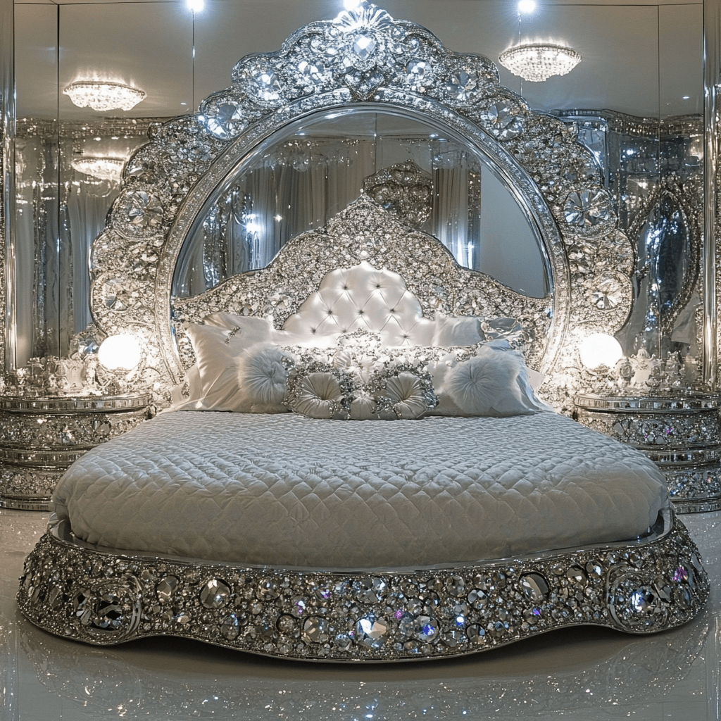 Bedroom Frame Bed Diamond Crystal Wooden Queen/king Size Designer Furniture