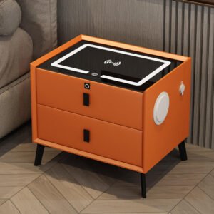 Smart Luxury Wood Table Bedside Light Full Solid Multi-functional Nightstand