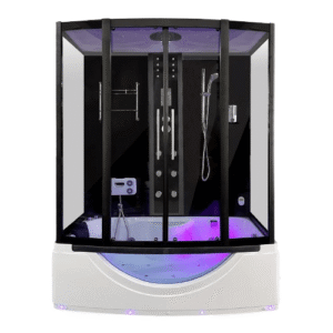 Black Modern LED Light Glass Shower Cabin